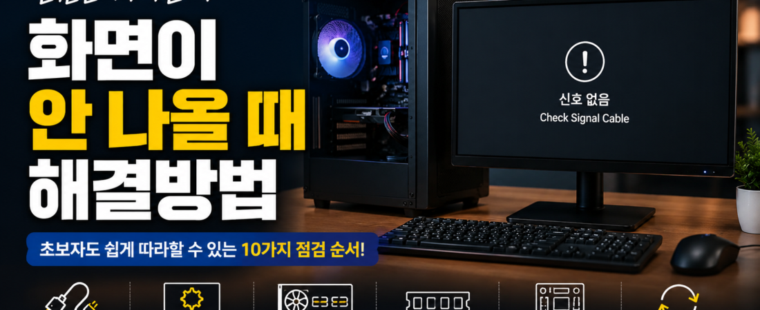 컴퓨터 전원은 켜지는데 화면이 안 나올 때 해결방법