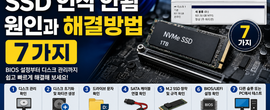 SSD 인식 안됨 원인과 해결방법 7가지