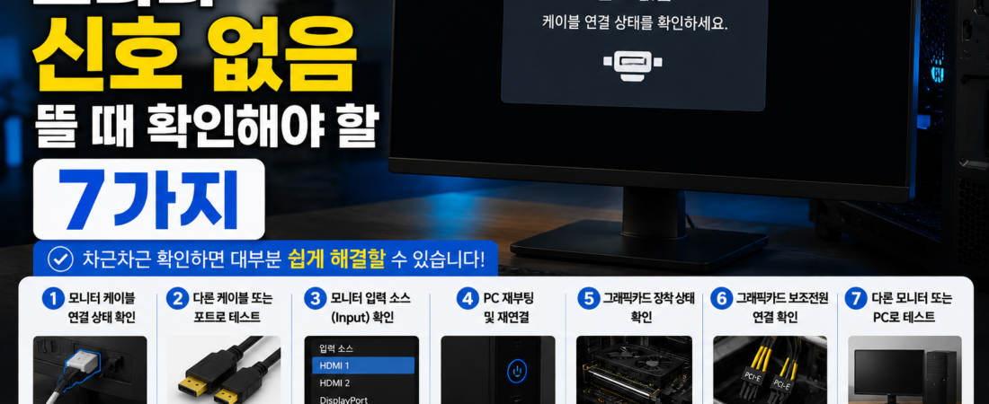 모니터 신호 없음 뜰 때 확인해야 할 7가지 해결방법