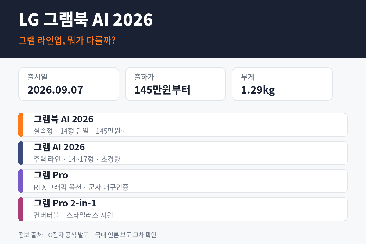 LG 그램북 AI 2026 스펙·가격·출시일 총정리 (145만원대 실속형 노트북)